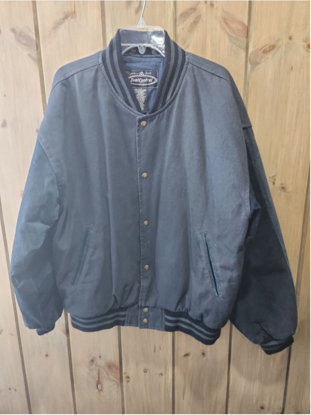 DUAL CONTROL Charcoal Grey Cotton Pigskin Suede Jacket Large